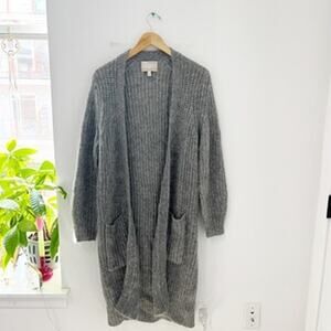 Banana Republic Gray Wool Open Front Duster Cardigan Sweater Size Large